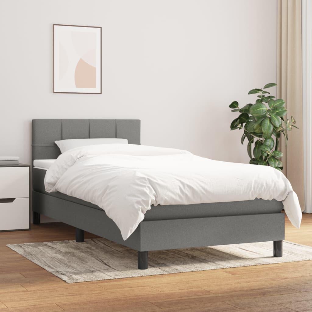 kontinentalseng med madras 90x190 cm stof mørkegrå