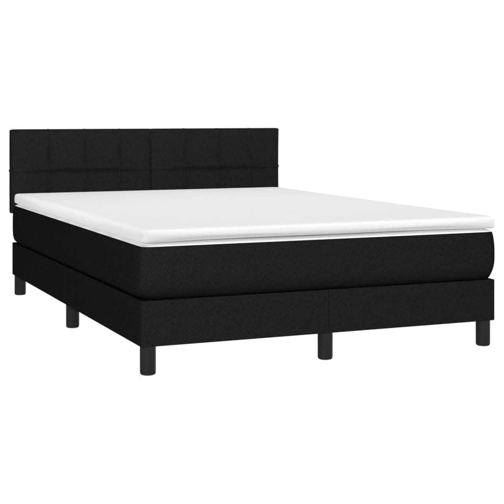 kontinentalseng med madras 140x190 cm stof sort
