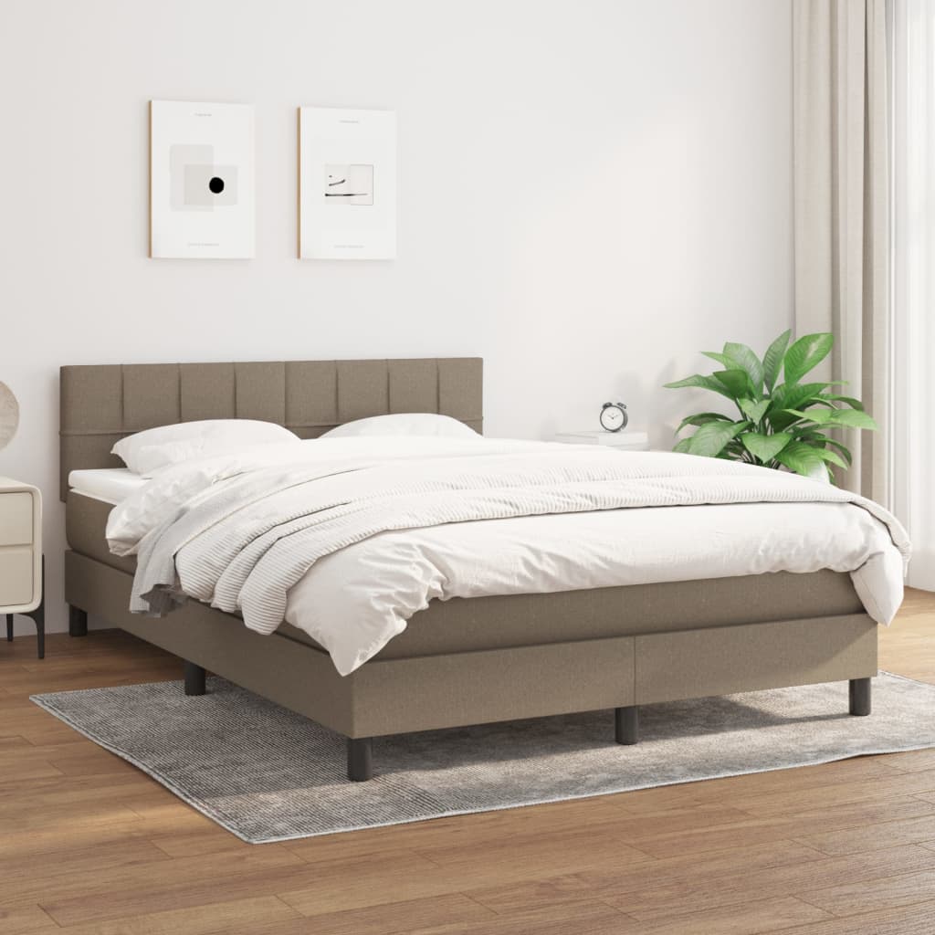 kontinentalseng med madras 140x190 cm stof gråbrun
