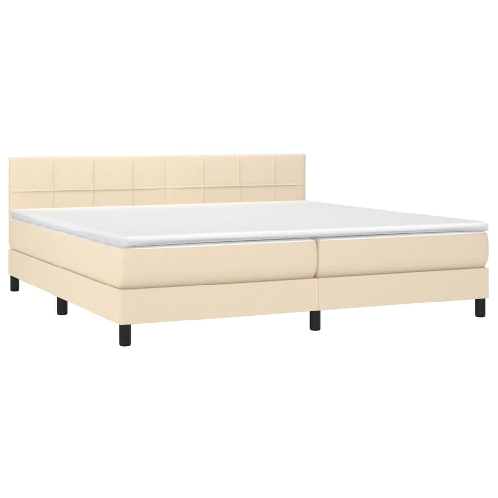 kontinentalseng med madras 200x200 cm stof cremefarvet