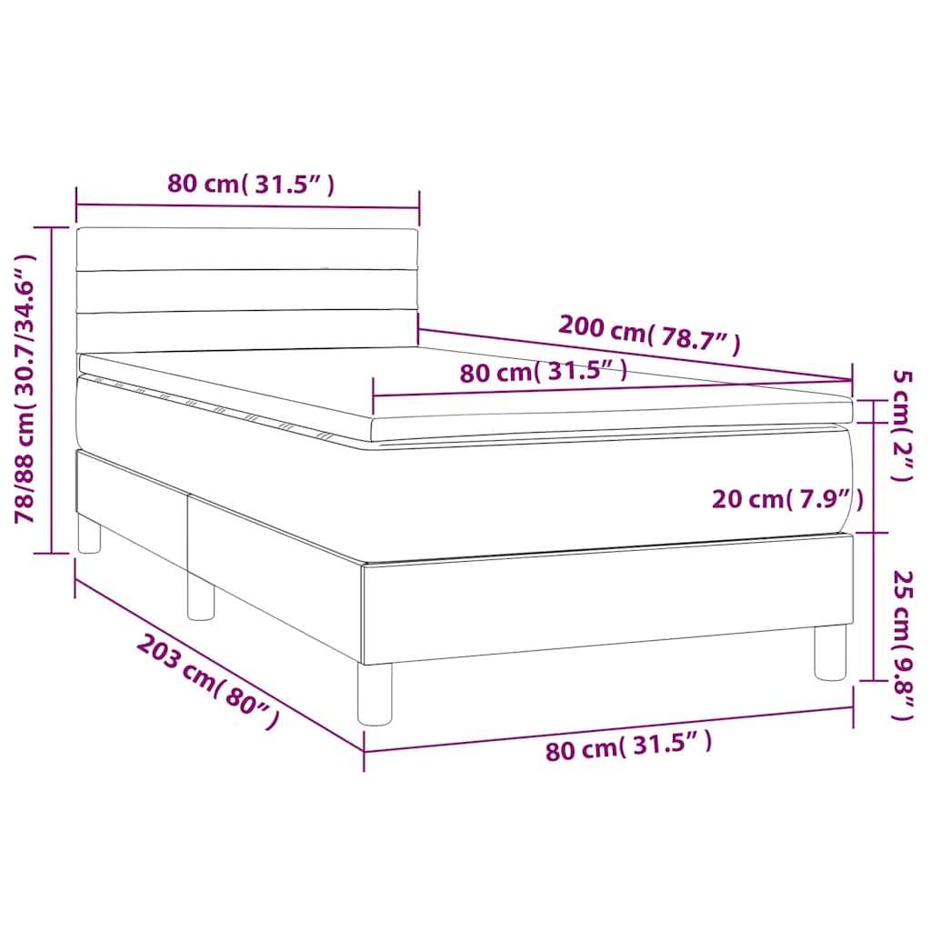 kontinentalseng med madras 80x200 cm stof cremefarvet