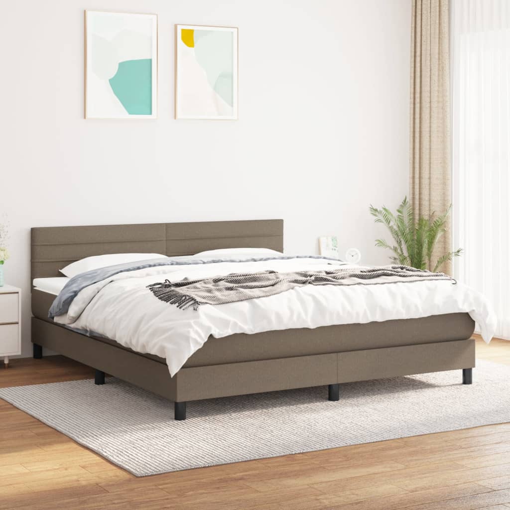 kontinentalseng med madras 160x200 cm stof gråbrun