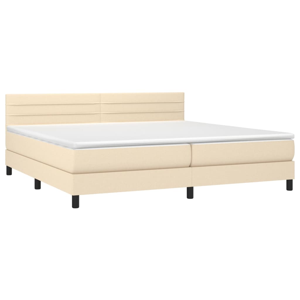 kontinentalseng med madras 200x200 cm stof cremefarvet