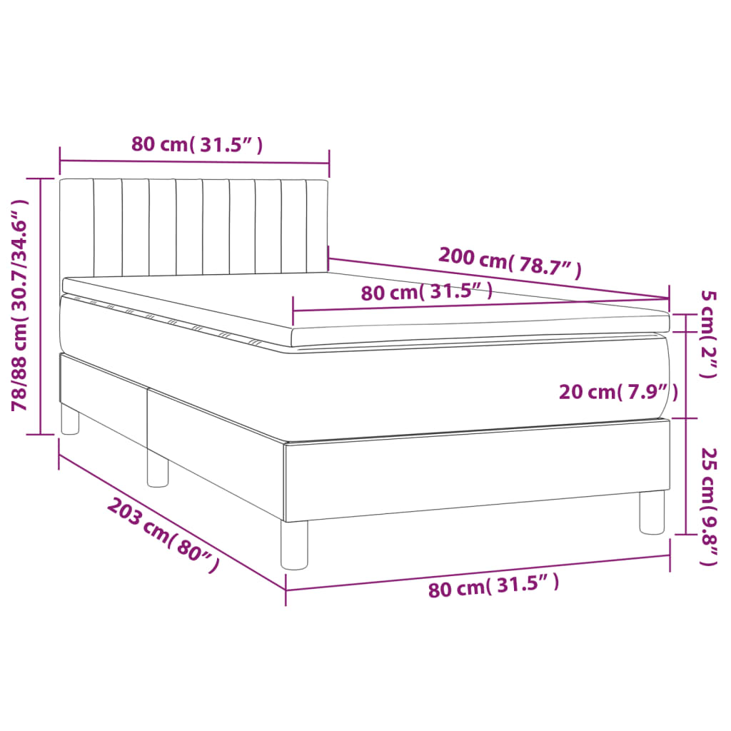 kontinentalseng med madras 80x200 cm stof cremefarvet