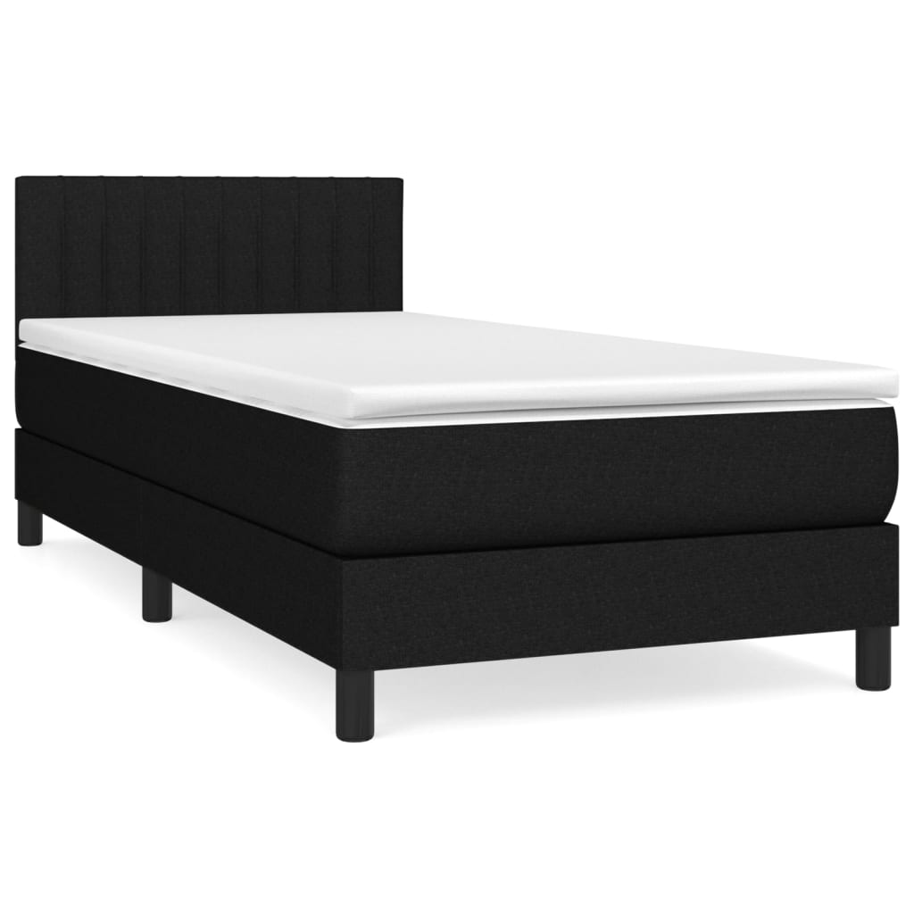 kontinentalseng med madras 90x190 cm stof sort