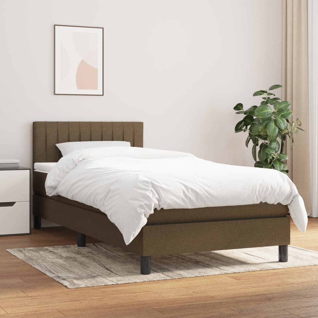 kontinentalseng med madras 90x190 cm stof mørkebrun