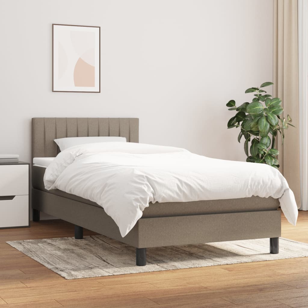 kontinentalseng med madras 100x200 cm stof gråbrun