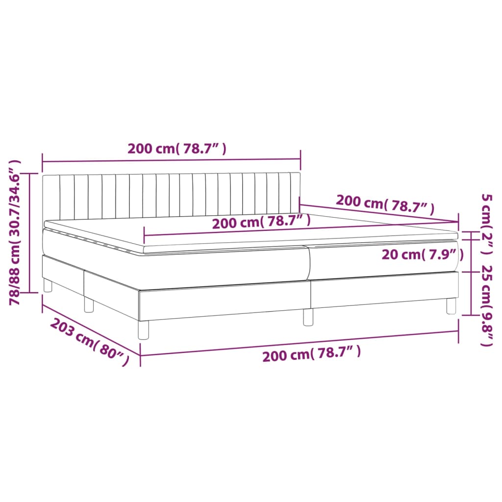 kontinentalseng med madras 200x200 cm stof cremefarvet