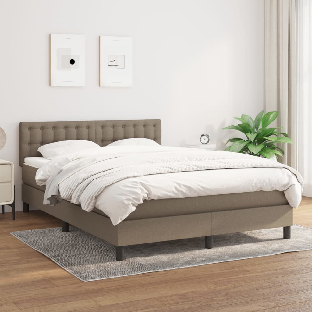 kontinentalseng med madras 140x190 cm stof gråbrun