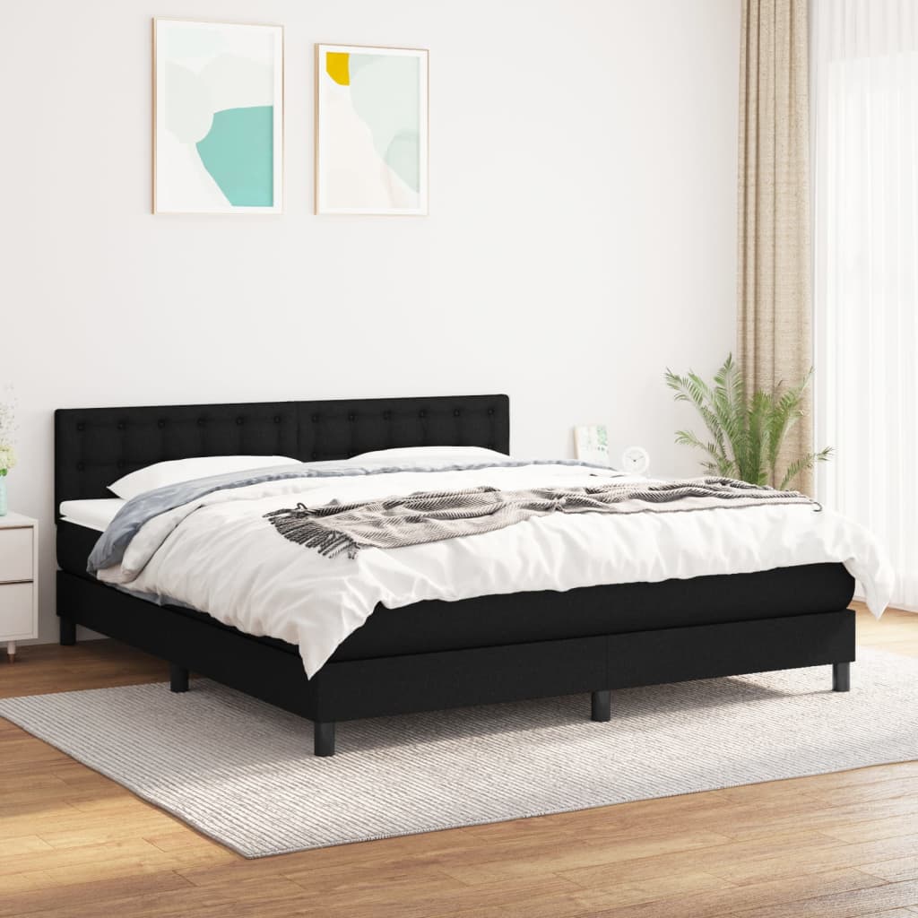 kontinentalseng med madras 180x200 cm stof sort