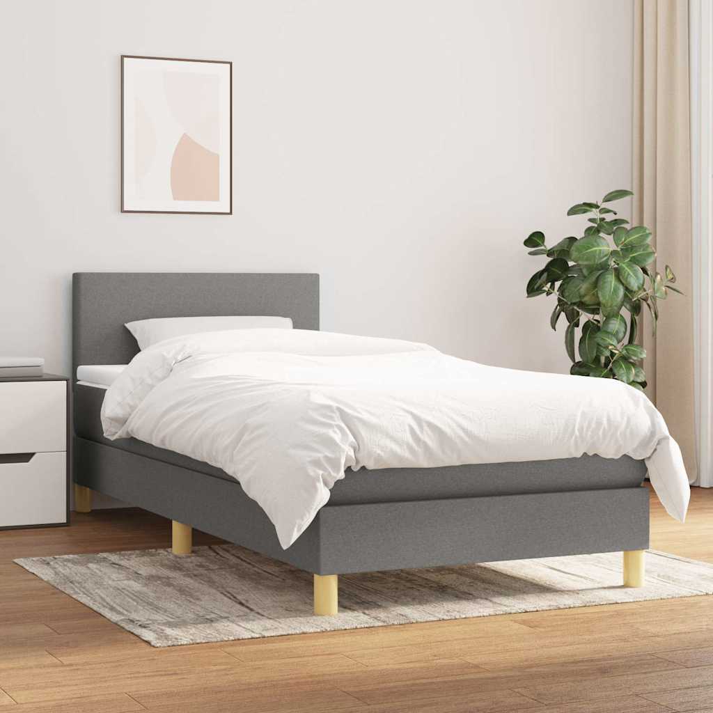 kontinentalseng med madras 80x200 cm stof mørkegrå