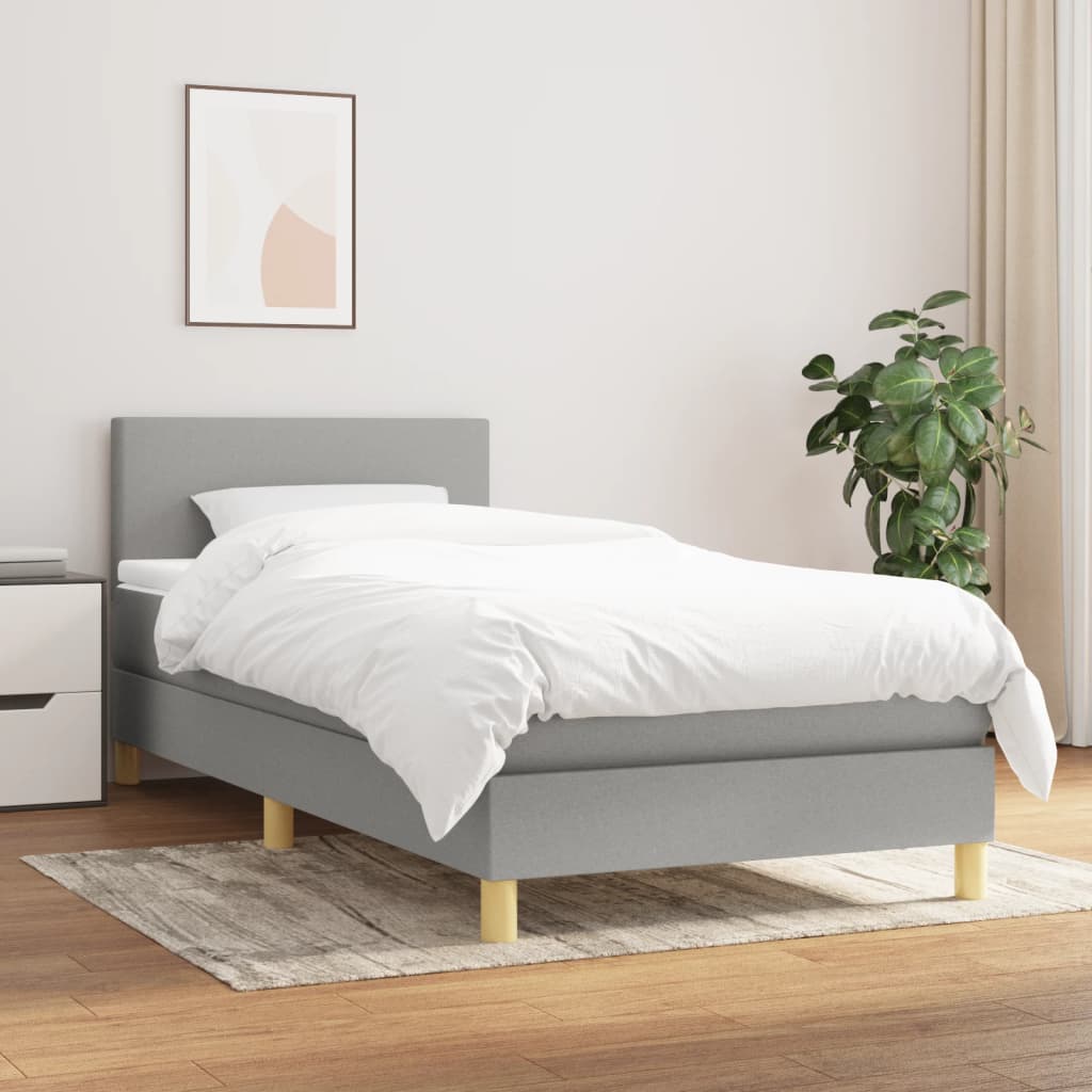 kontinentalseng med madras 90x190 cm stof lysegrå