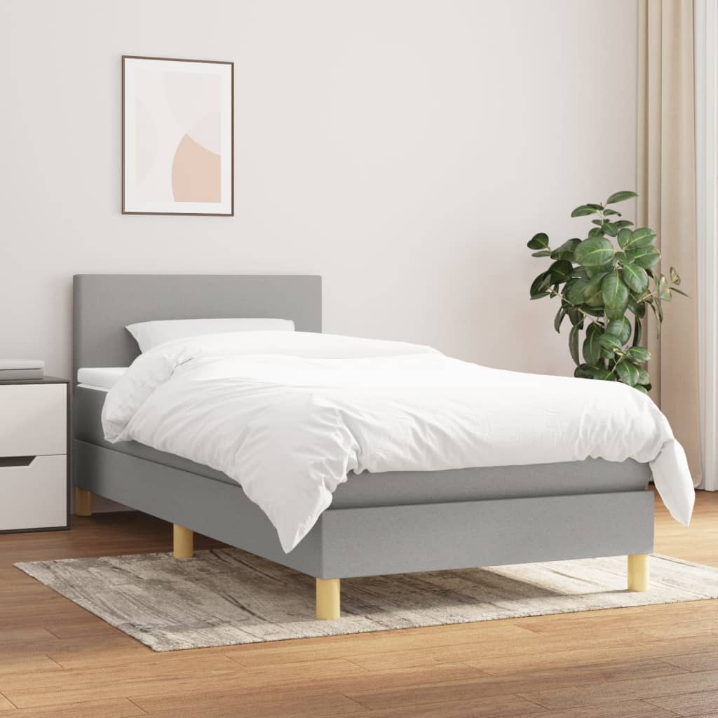 kontinentalseng med madras 90x200 cm stof lysegrå