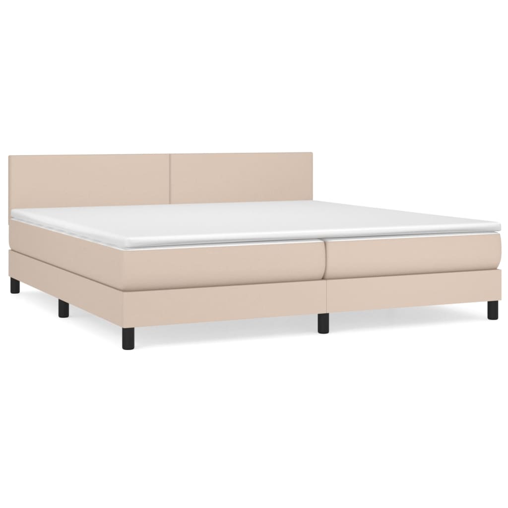 kontinentalseng 200x200 cm kunstlæder cappuccinofarvet