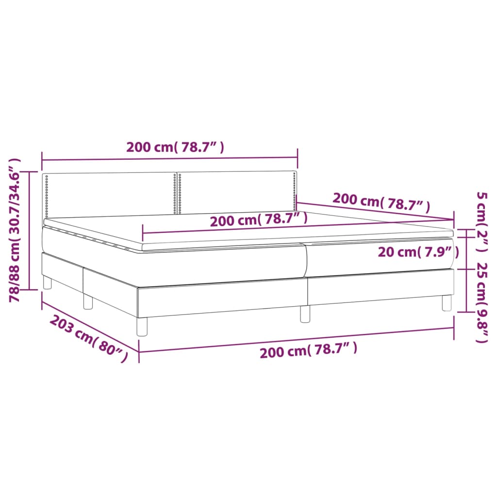 kontinentalseng med madras 200x200 cm kunstlæder grå