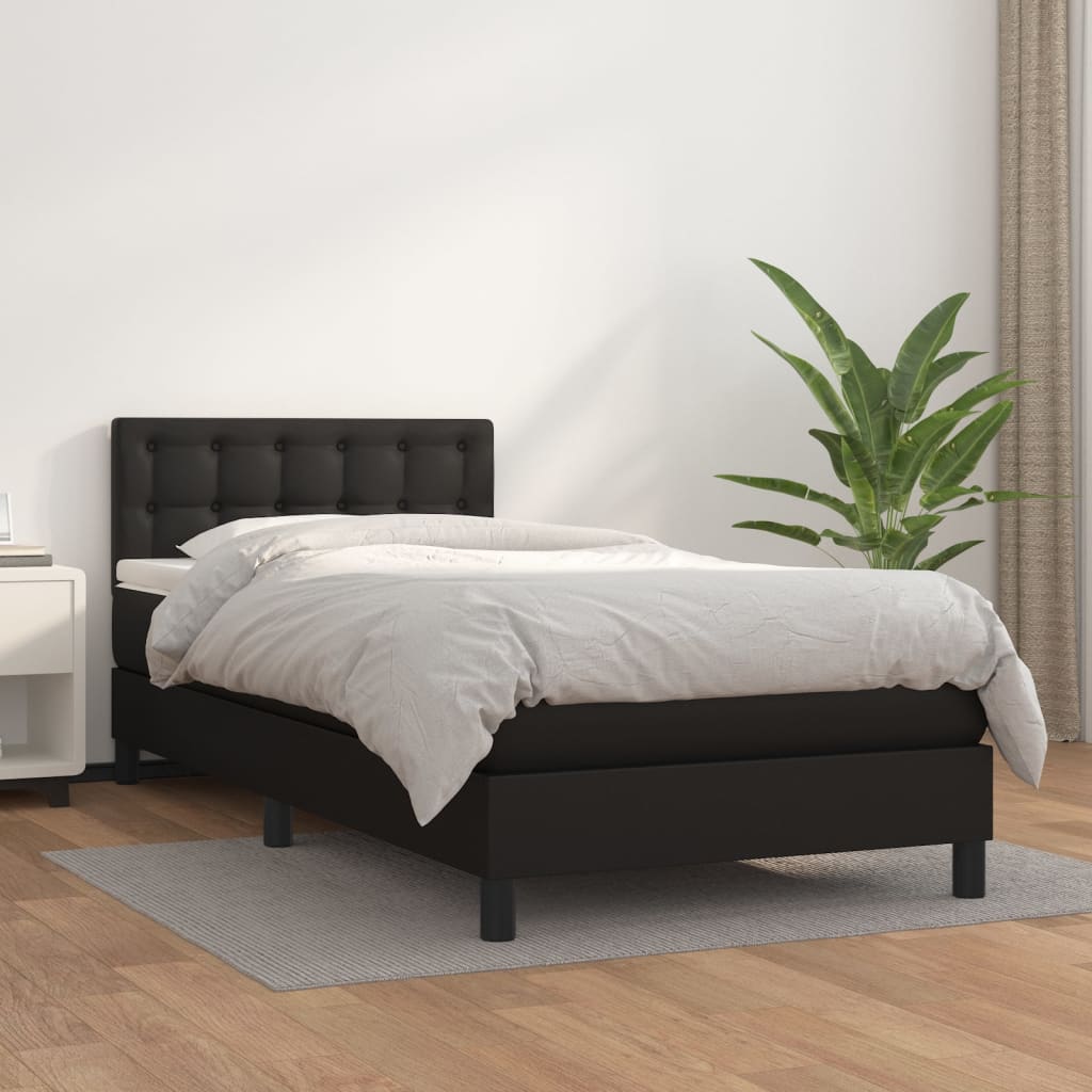 kontinentalseng med madras 100x200 cm kunstlæder sort