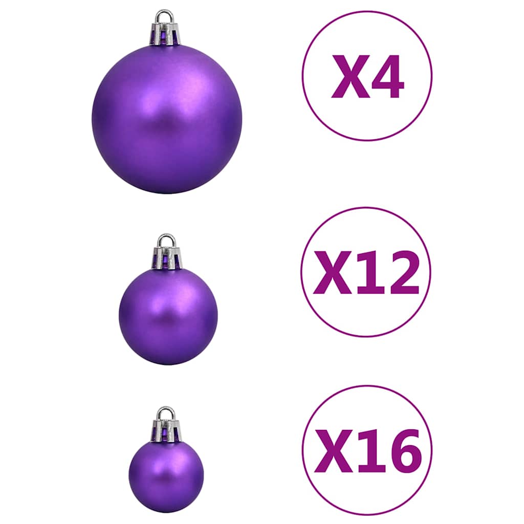 julekuglesæt 111 dele polystyren lilla