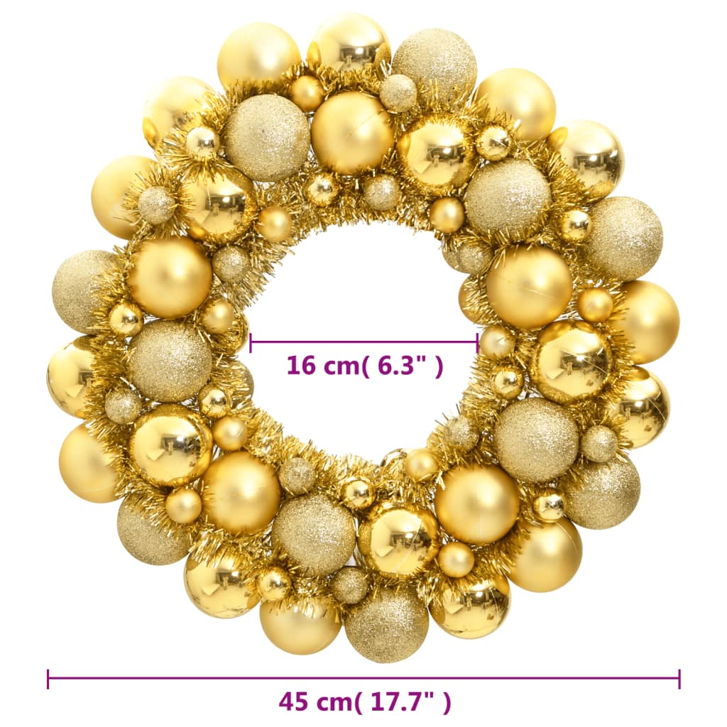 julekrans 45 cm polystyren guldfarvet