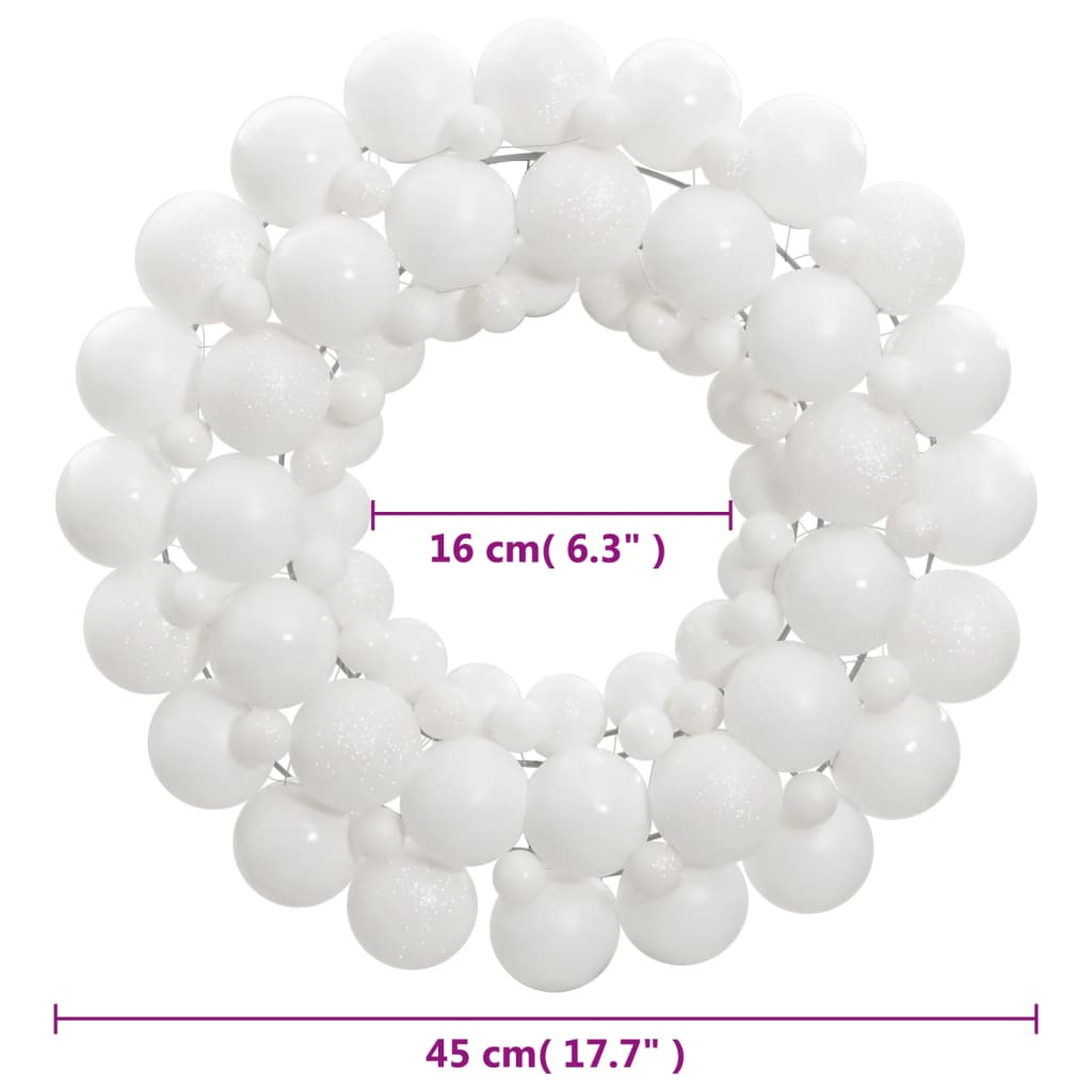 julekrans 45 cm polystyren hvid