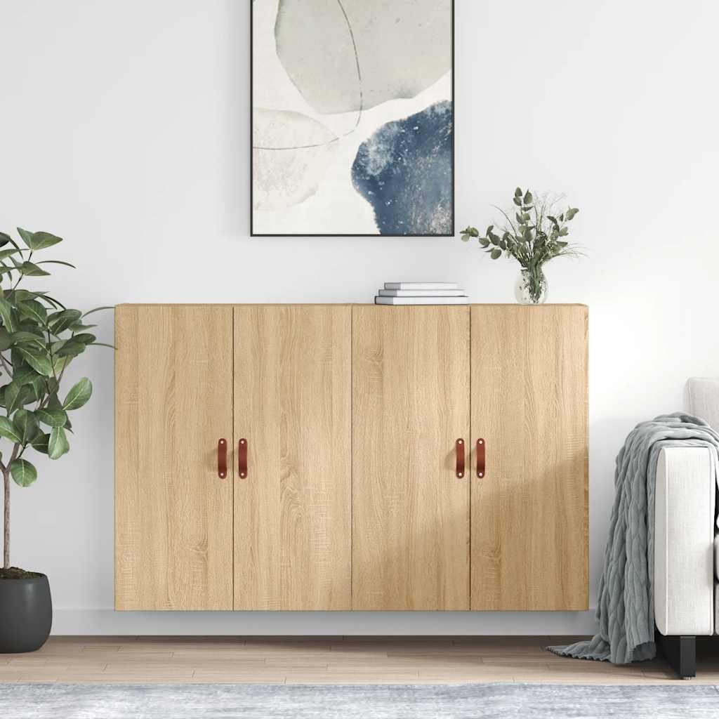 vægskabe 2 stk. 69,5x34x90 cm sonoma-eg