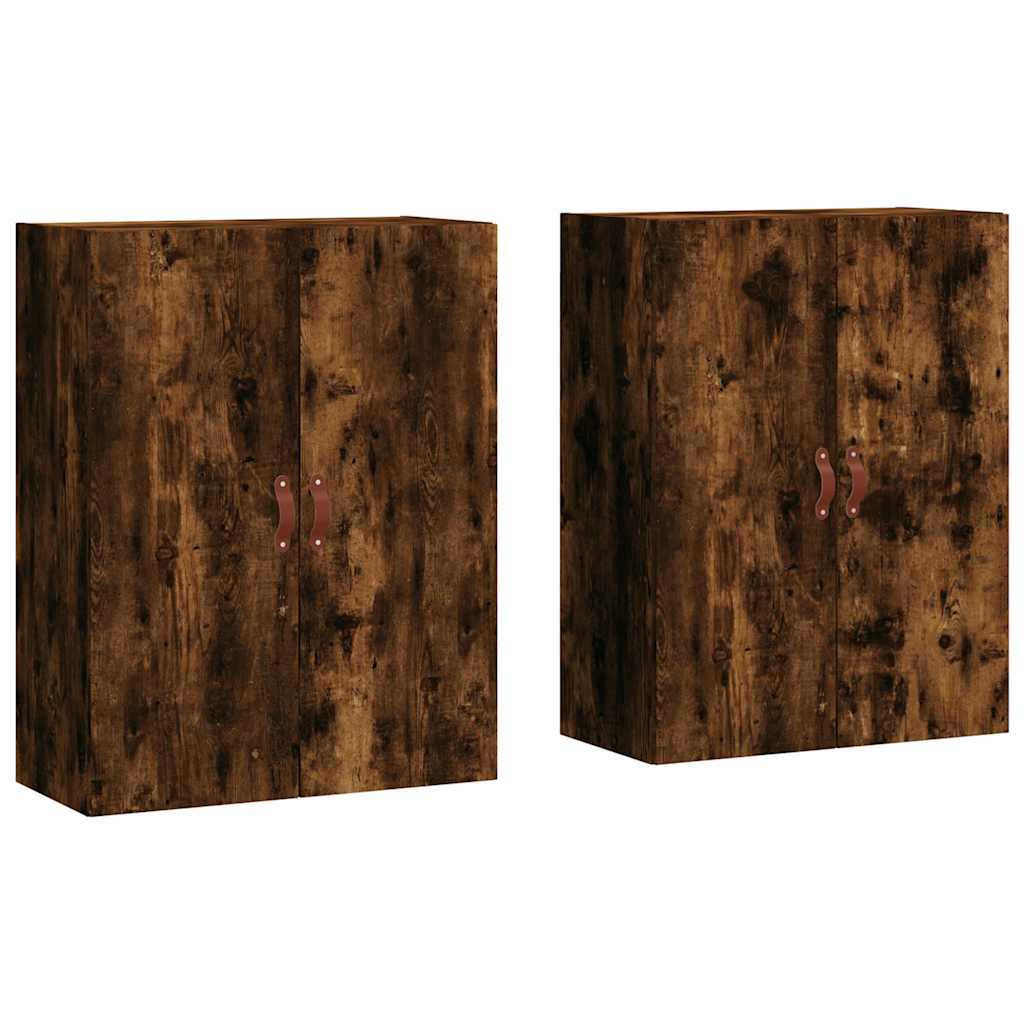 vægskabe 2 stk. 69,5x34x90 cm røget sonoma-eg