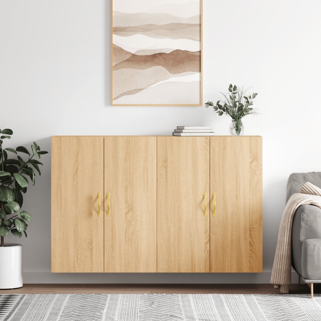 vægskabe 2 stk. 69,5x34x90 cm sonoma-eg