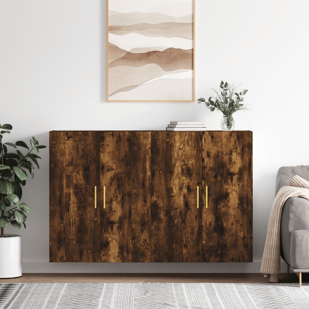 vægskabe 2 stk. 69,5x34x90 cm røget sonoma-eg