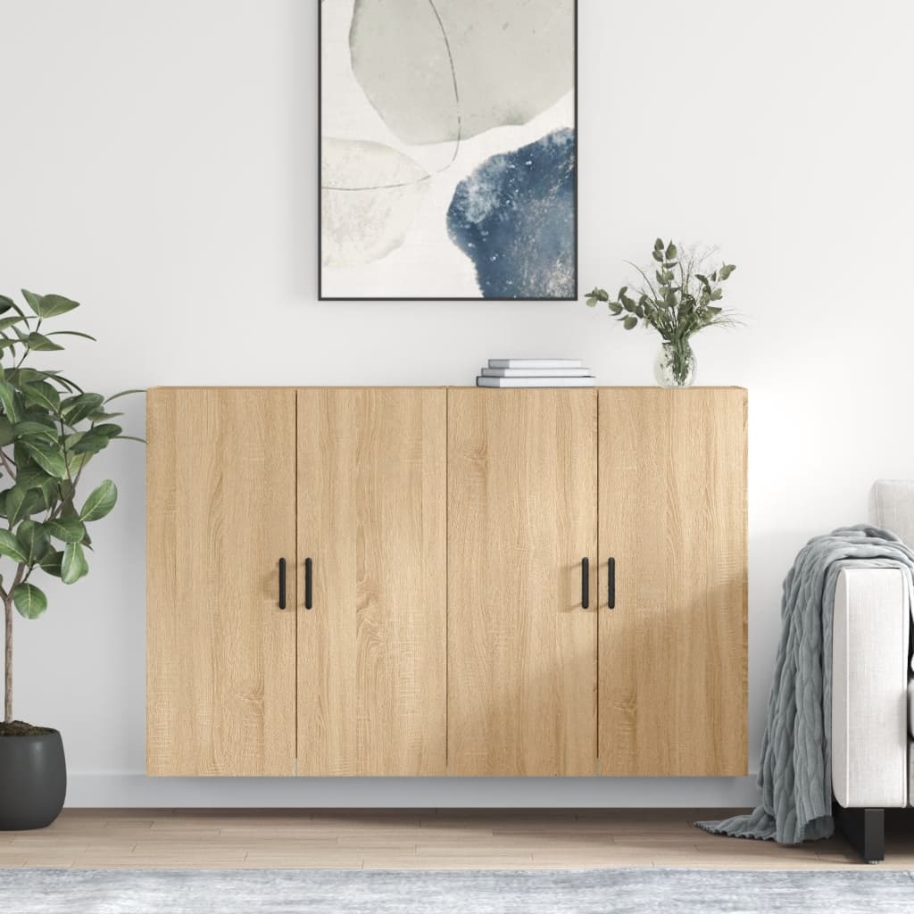 vægskabe 2 stk. 69,5x34x90 cm sonoma-eg