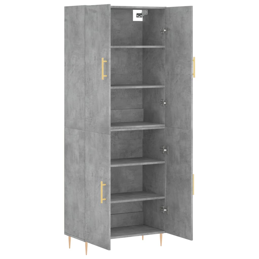 højskab 69,5x34x180 cm konstrueret træ betongrå