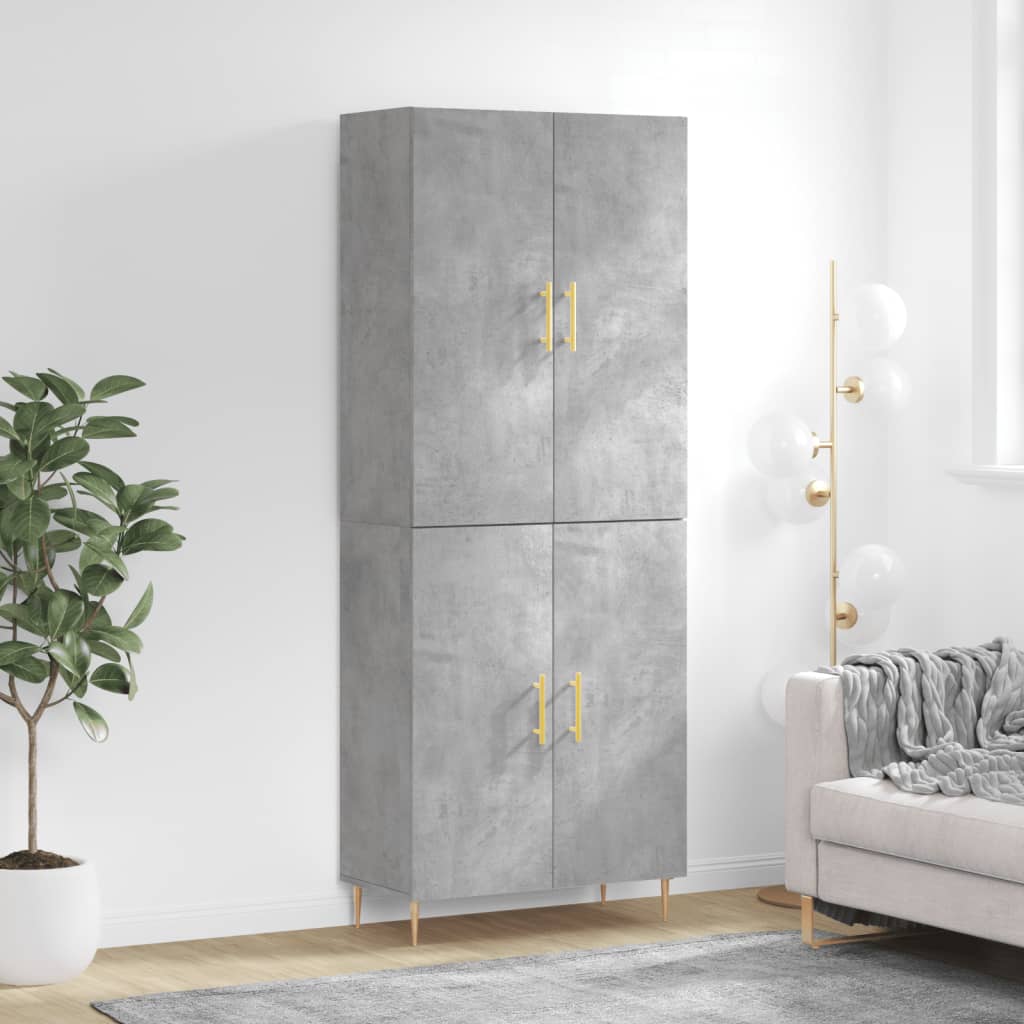højskab 69,5x34x180 cm konstrueret træ betongrå
