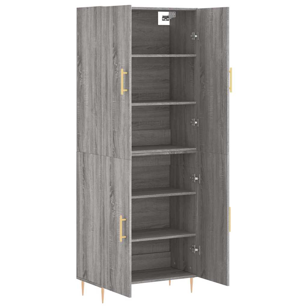 højskab 69,5x34x180 cm konstrueret træ grå sonoma-eg