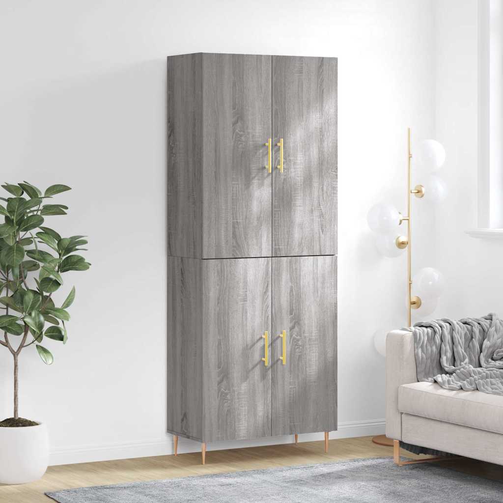 højskab 69,5x34x180 cm konstrueret træ grå sonoma-eg