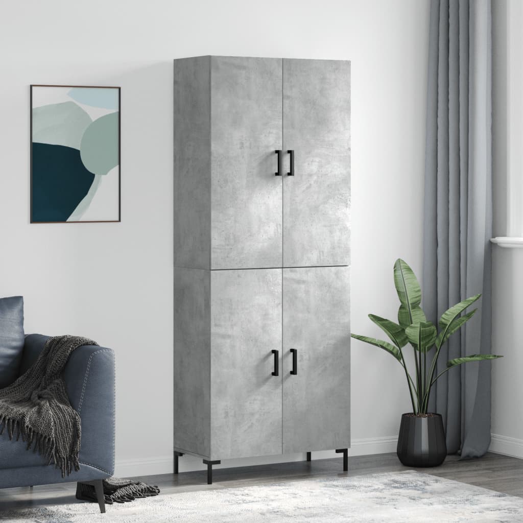 højskab 69,5x34x180 cm konstrueret træ betongrå