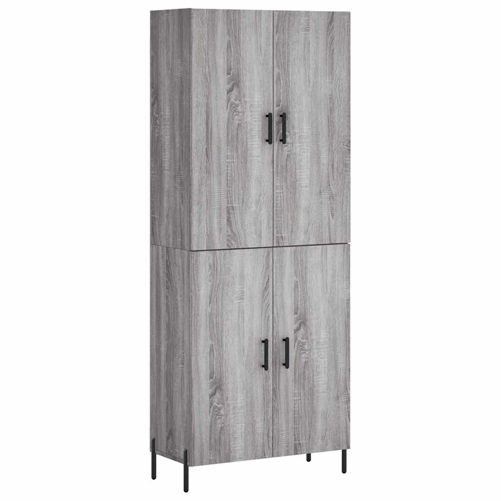 højskab 69,5x34x180 cm konstrueret træ grå sonoma-eg
