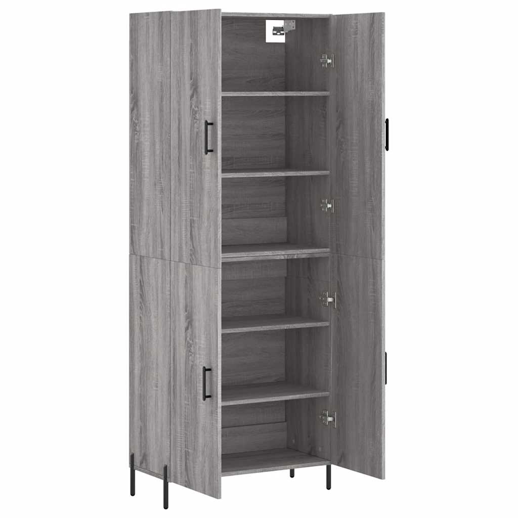 højskab 69,5x34x180 cm konstrueret træ grå sonoma-eg