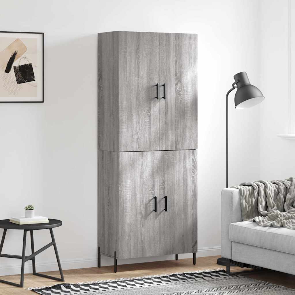 højskab 69,5x34x180 cm konstrueret træ grå sonoma-eg