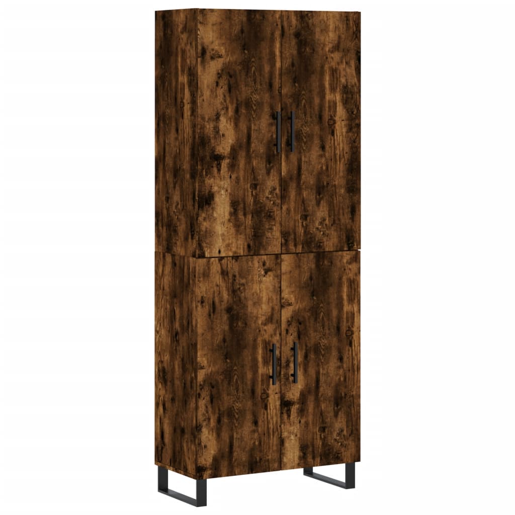 højskab 69,5x34x180 cm konstrueret træ røget egetræsfarve