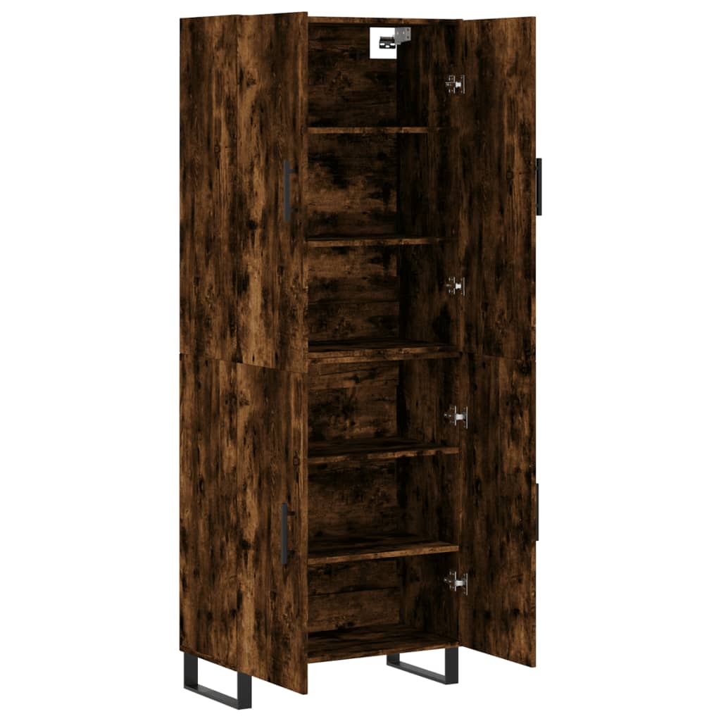 højskab 69,5x34x180 cm konstrueret træ røget egetræsfarve