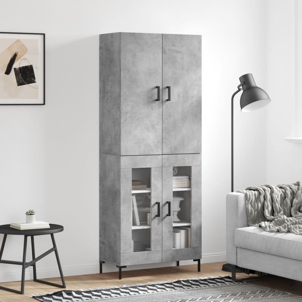 højskab 69,5x34x180 cm konstrueret træ betongrå