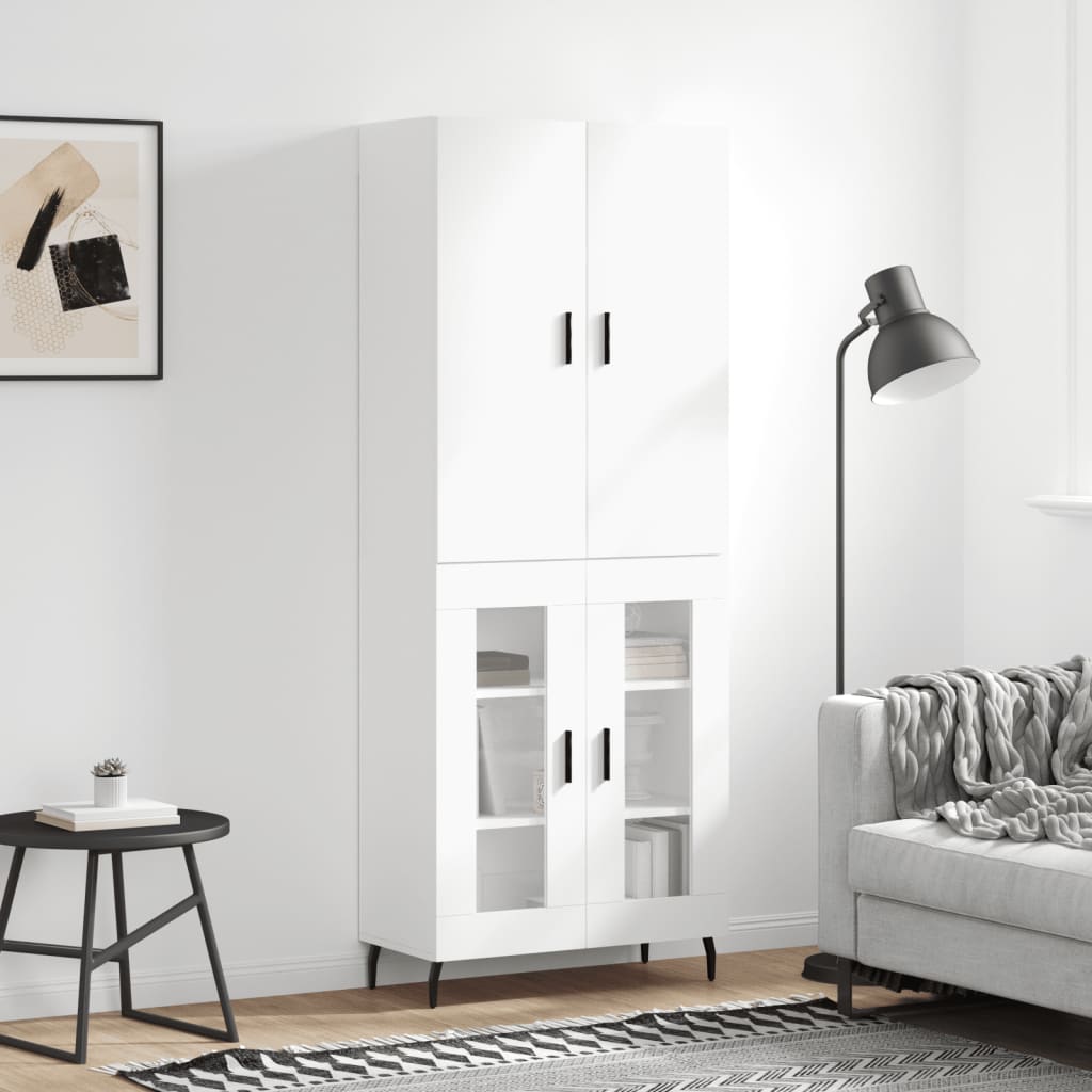 højskab 69,5x34x180 cm konstrueret træ hvid