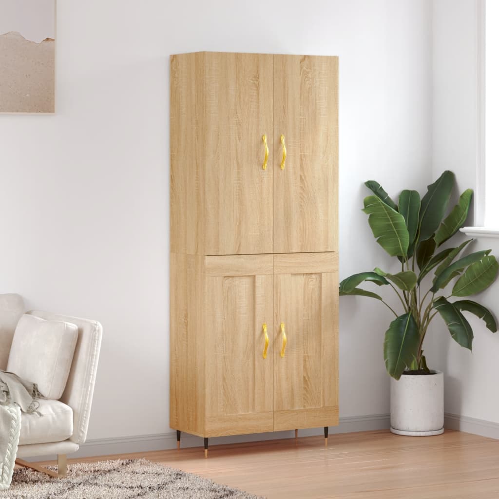højskab 69,5x34x180 cm konstrueret træ sonoma-eg