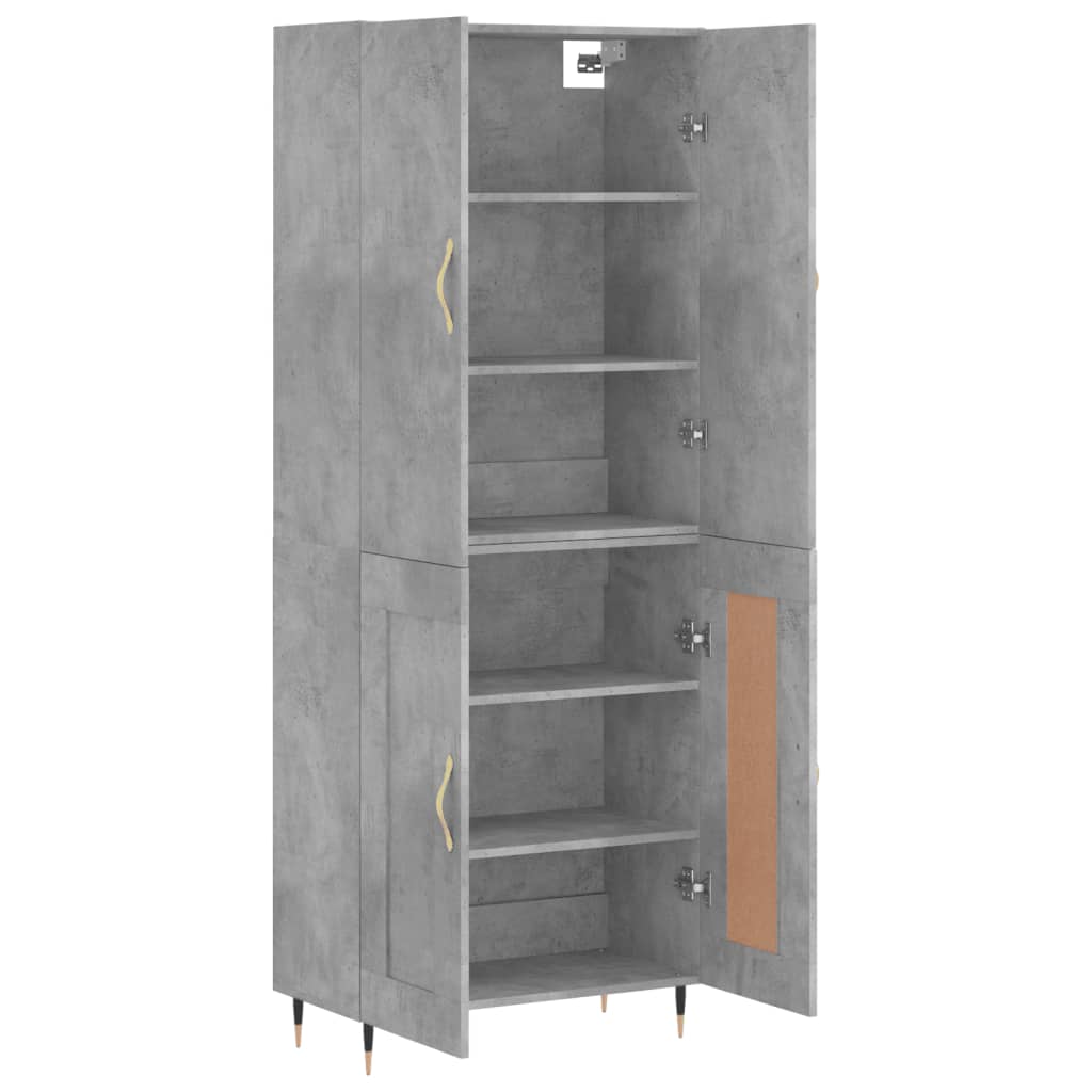 højskab 69,5x34x180 cm konstrueret træ betongrå