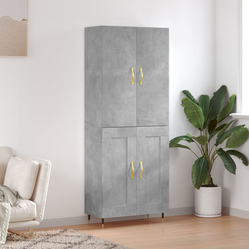 højskab 69,5x34x180 cm konstrueret træ betongrå