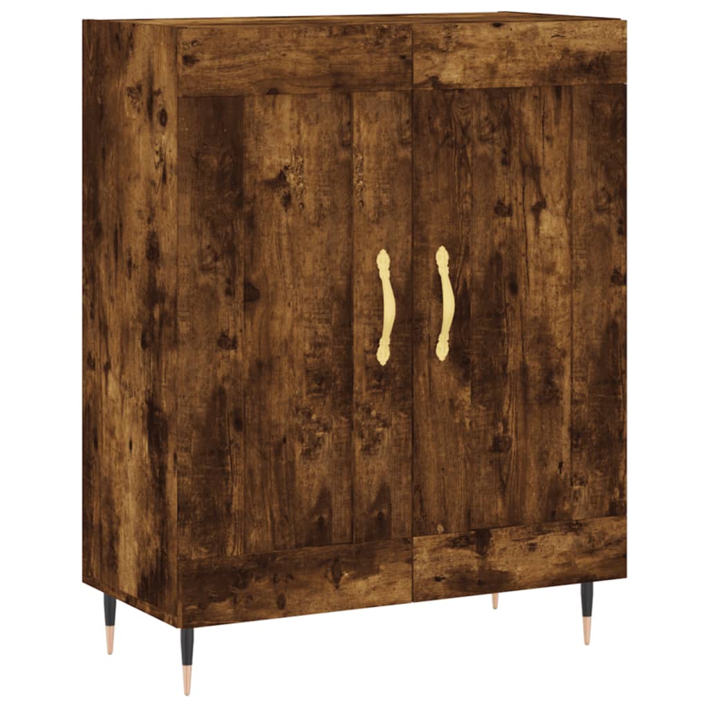 højskab 69,5x34x180 cm konstrueret træ røget egetræsfarve