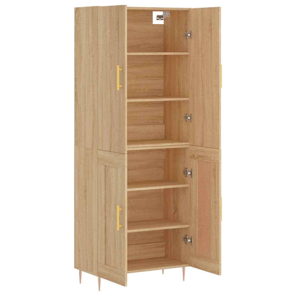 højskab 69,5x34x180 cm konstrueret træ sonoma-eg
