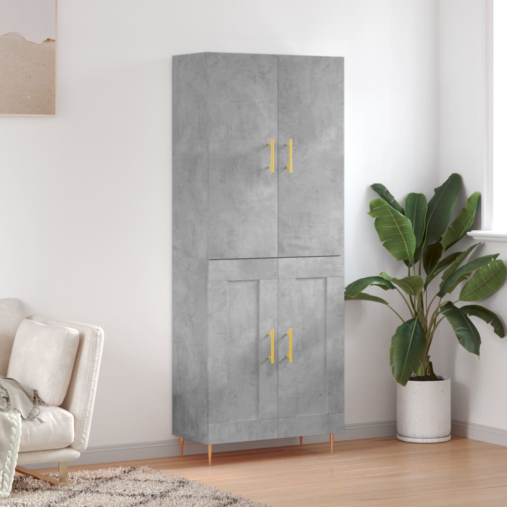 højskab 69,5x34x180 cm konstrueret træ betongrå