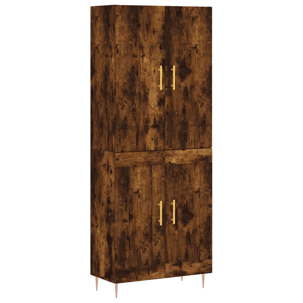 højskab 69,5x34x180 cm konstrueret træ røget egetræsfarve