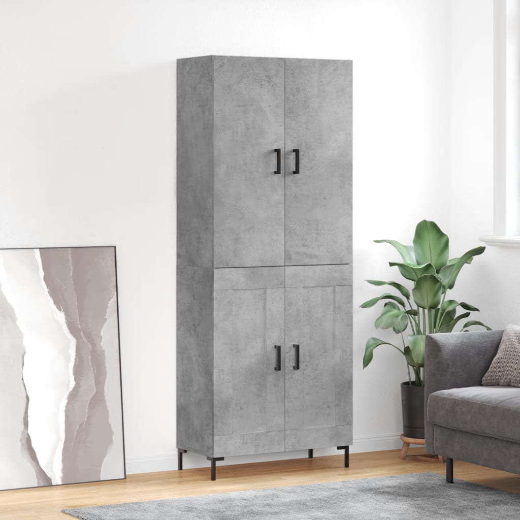 højskab 69,5x34x180 cm konstrueret træ betongrå