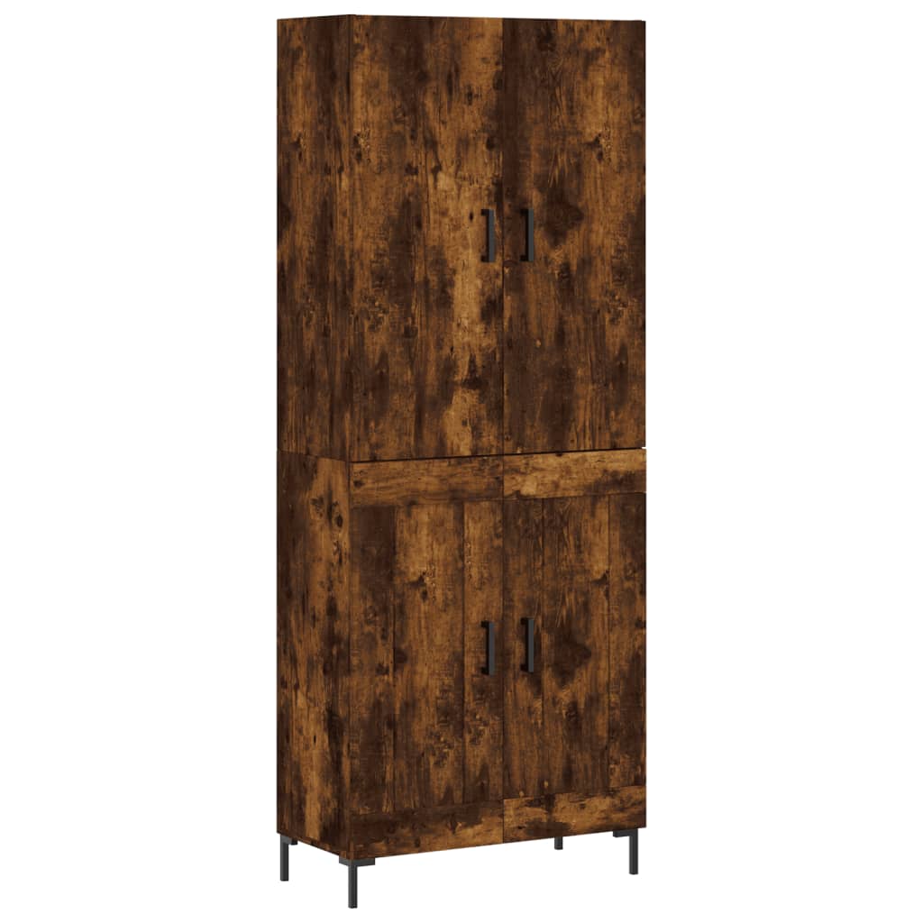 højskab 69,5x34x180 cm konstrueret træ røget egetræsfarve