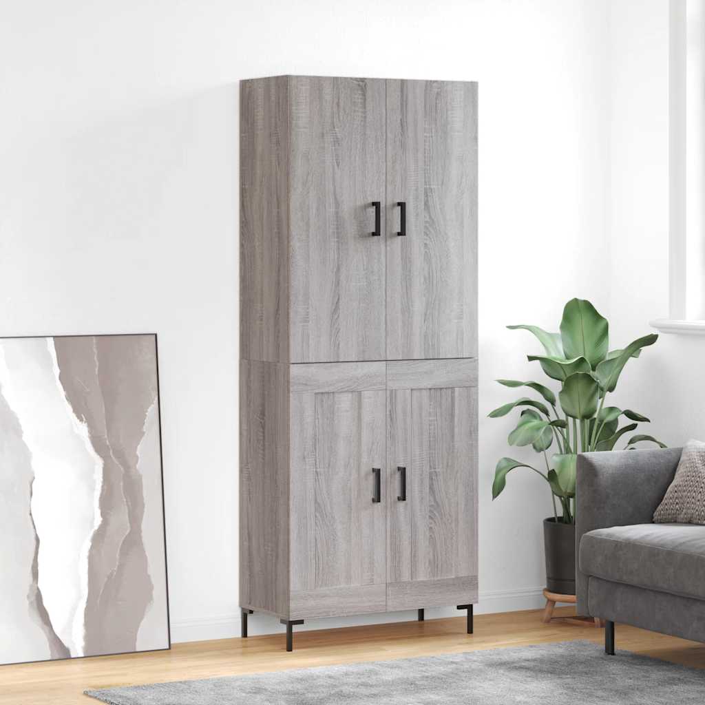 højskab 69,5x34x180 cm konstrueret træ grå sonoma-eg